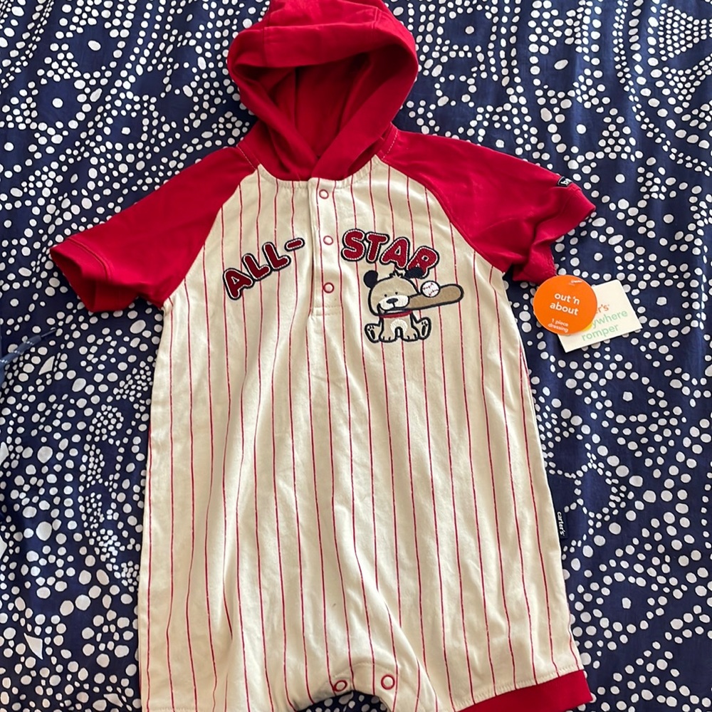 Carter’s Baseball All Star Puppy Dog Hooded Romper